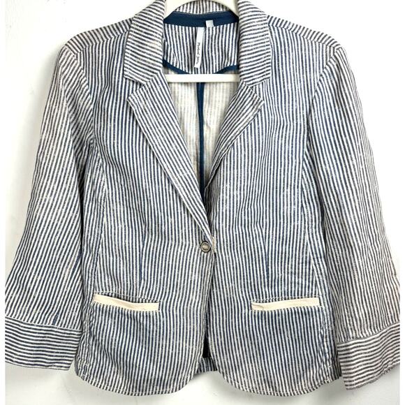 Michael Stars 100% Linen Blazer Preppy Coastal Retro Twee Summer Beachy Casual M - Picture 1 of 9